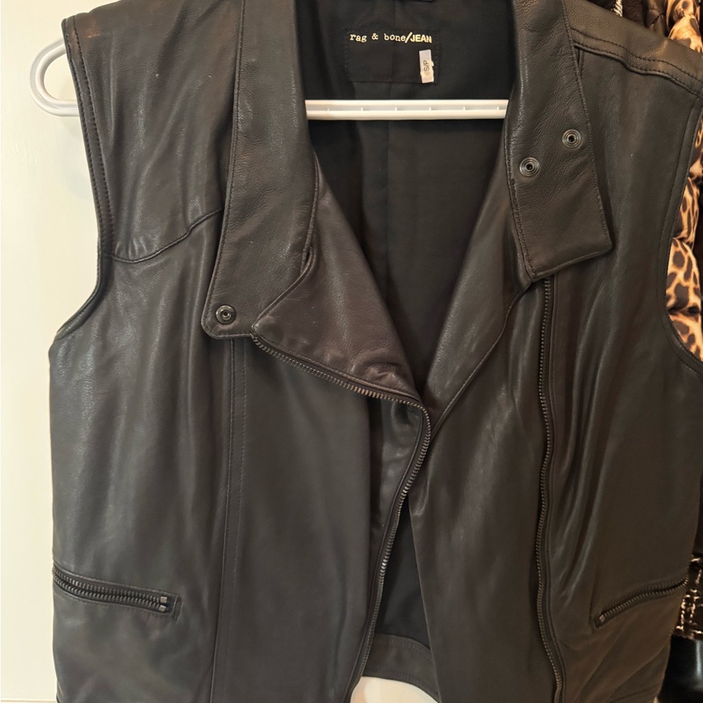 Rag & Bone Black Leather Vest size Small